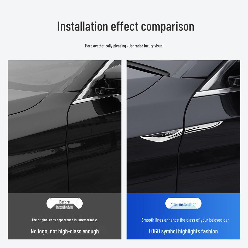 Zeekr 007/001X 3D Stereo Metal Fender Blade Sticker - Stainless Steel Car Decoration