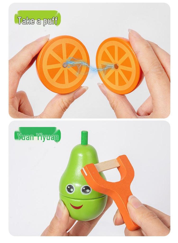 Kids' Wooden Fruit Cutting Toy Set - Educational Role-Play Kitchen Bucket