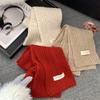 Retro Red Scarf Winter Women's New Korean Style Warm and Thickened Cold Proof Neck Protection Couple Knitted Small Scarf