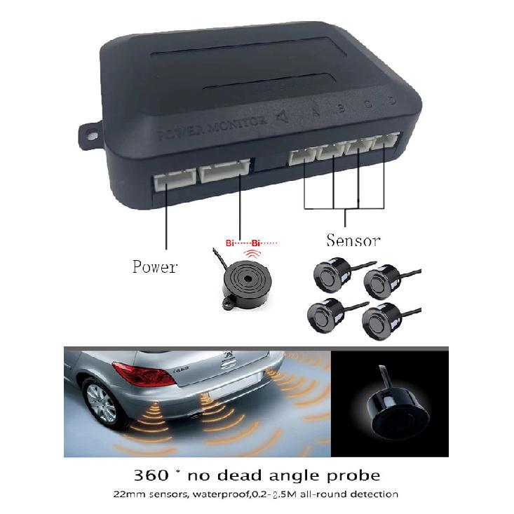 First Safe 12V 22mm Car Parking Sensor Kit Universal 4 Sensors Buzzer Reverse Backup Radar Sound Alert Indicator Probe System