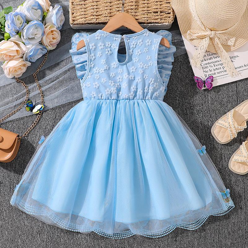 Girl Short Sleeves Dress Children Kid Casual Summer Beach Sundress Princess Dresses Clothes