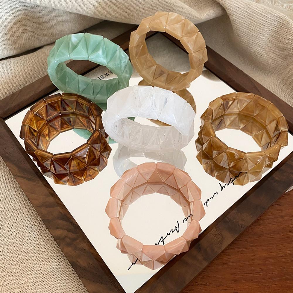 Smudging Acrylic Bangle Bohemian Retro Hand Ring Temperament Irregular Wide Bracelet Friend Gift