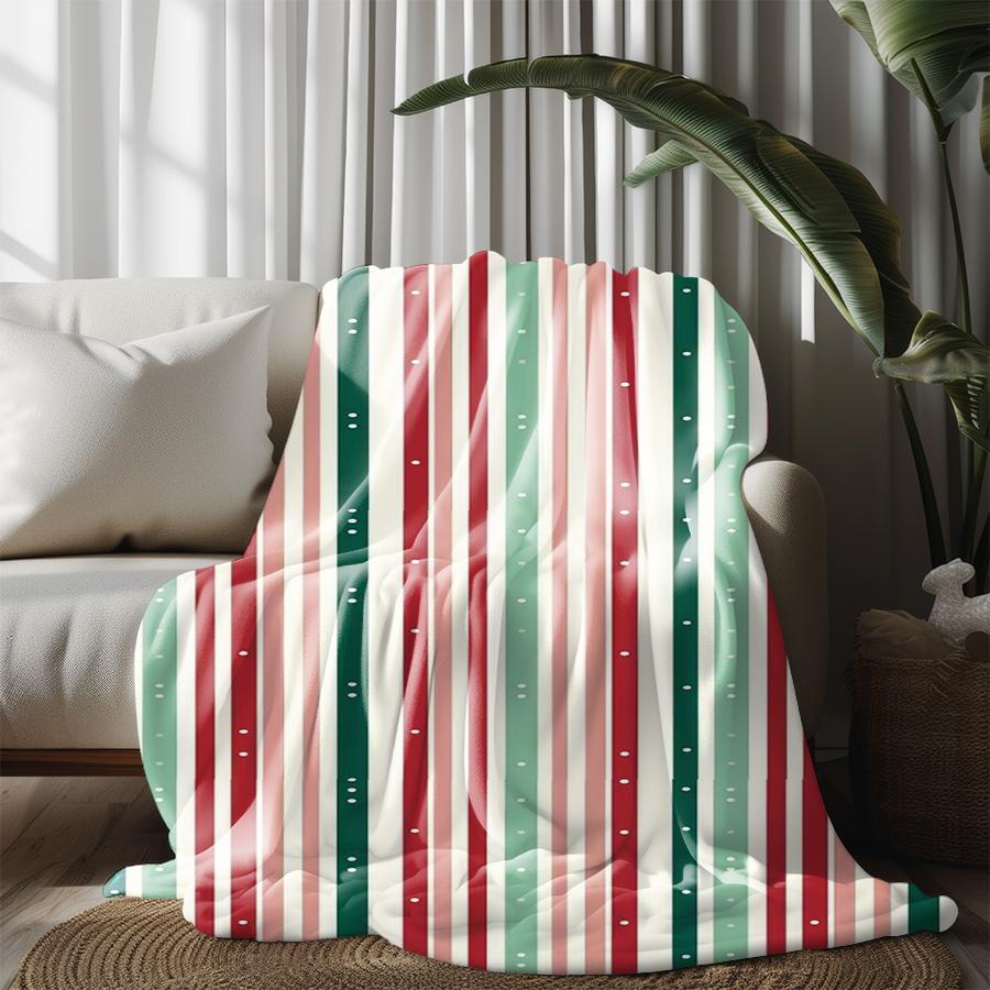 Striped Pattern Blanket Microfiber Flannel Cover Blanket Bedroom Living Room Sofa Soft And Comfortable Home Decoration