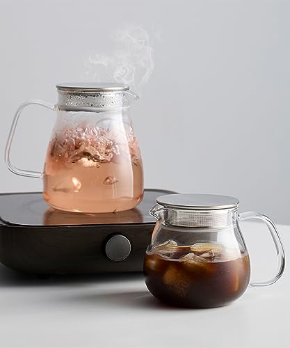IwaiLoft Leaf Pot Pure Teapot/Coffee Server, Heat-Resistant Glass, Microwave and Dishwasher Safe (450ml)