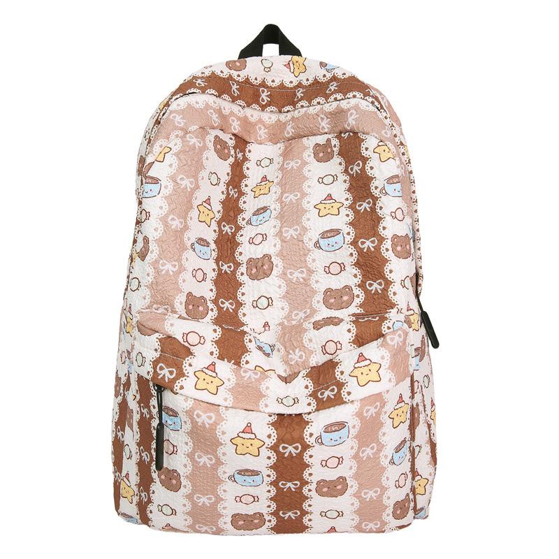 Schoolbag Simple Casual Foam Printed Backpack Sweet Girl Student High Value Backpack Lightweight Small Flower Student School Bag