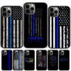 Police Thin Blue Line American Flag Phone Case Cover For iPhone 17 Air 15 16 Pro Max 14 13 12 11 Pro Max Plus