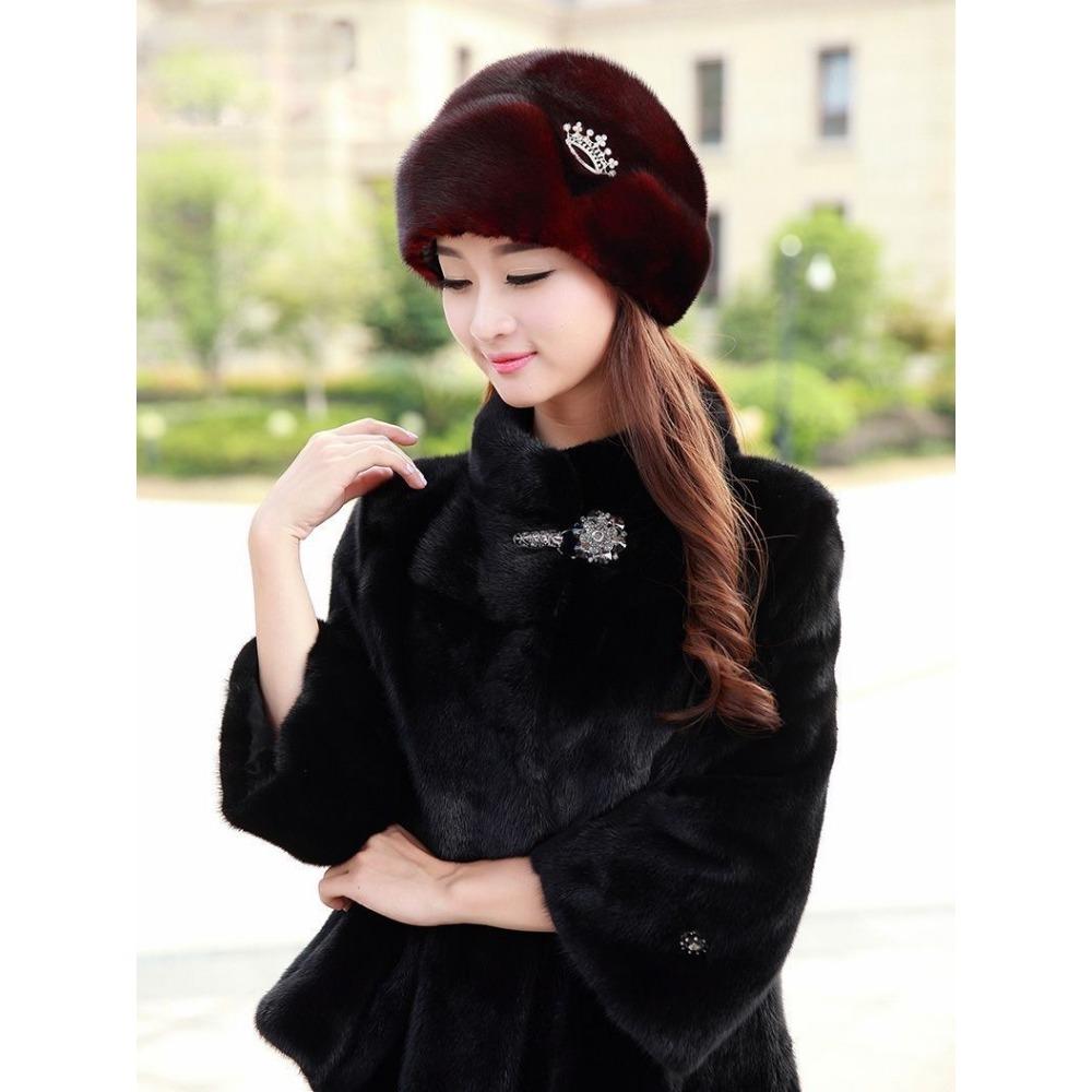 Faux Mink Hat Winter Women's Eco-friendly Mink Hat Winter Middle-aged and Elderly Warm Ear Protection Fur Beret