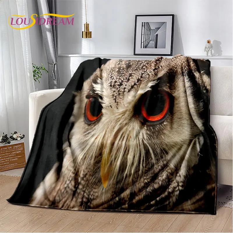 Roztomilá sova 3D kreslená měkká plyšová deka, flanelová deka přehoz do obývacího pokoje ložnice postele pohovky piknikový potah Deka pro děti