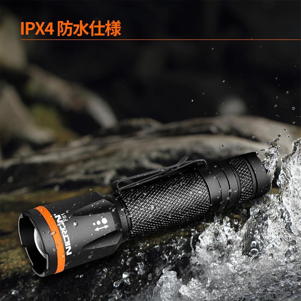 NICRON F51 LED Handheld with for Disaster Power Emergency Outdoor Maximum 600 Lumens Light, Lightweight, Compact, Powerful, Clip, Waterproof, Hiking,
