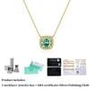 New Real Moissanite Square Pendant Necklace Green Emerald Cut Pure 925 Sterling Silver 18K Gold For Women Fine Jewelry