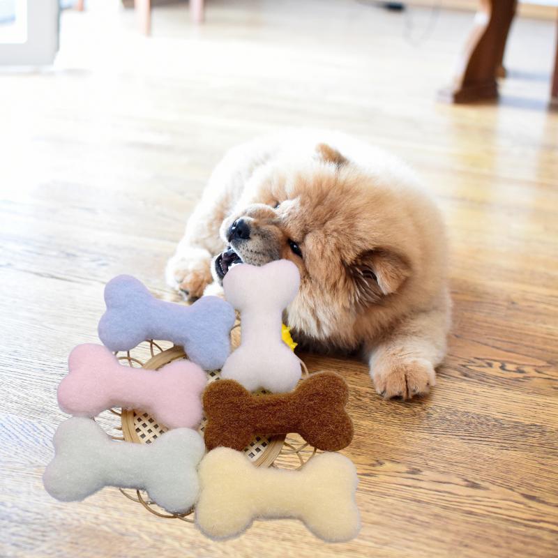 10pcs Mini 4*7cm Bone Shaped Plush Dog/Cat Chew Toy, Pet Supplies for Small Breeds