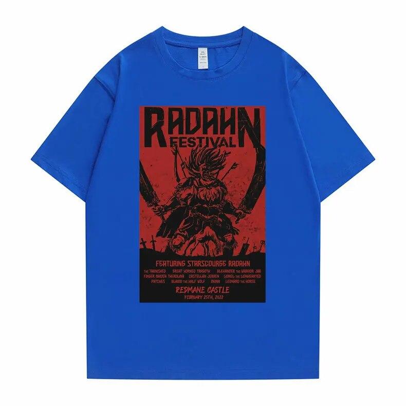 Radahn Festival Grafikdruck T-Shirts Unisex Damen Anime Cartoon Stil T-Shirt Unisex Mode Übergroßes T-Shirt Vintage Streetwear