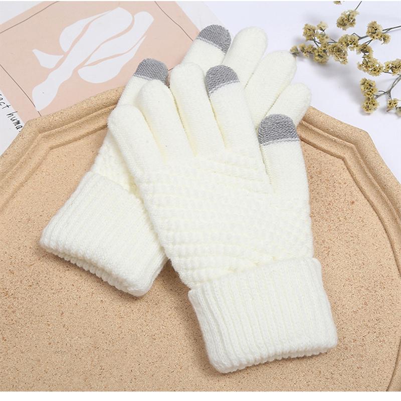 Winter Touch Screen Gloves Women Men Warm Stretch Knit Mittens Imitation Wool Full Finger Guantes Female Crochet Luvas Thicken