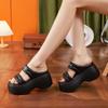 Platform sandals women's summer fashion outer wear 2025 new European station muffin fashion versatile height increase cool slippers