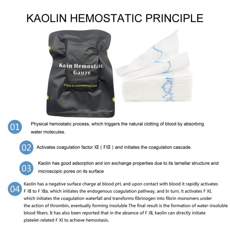 Hemostatic Kaolin Gauze Combat Emergency Trauma Z-Fold Soluble For Ifak Tactical