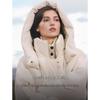 ELLE Women's Hooded Textured White Duck Down Long Jacket