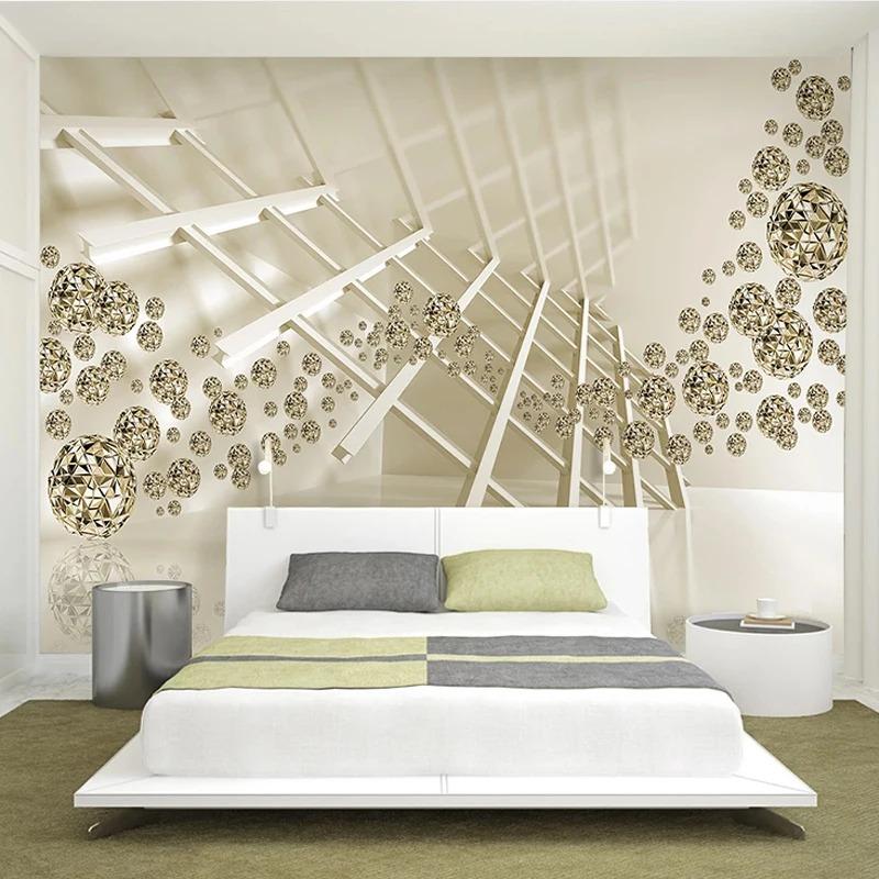 3d Stereo Space Mural Golden Sphere Wallpaper Creative Photo Wall Papers Living Room Home Decor