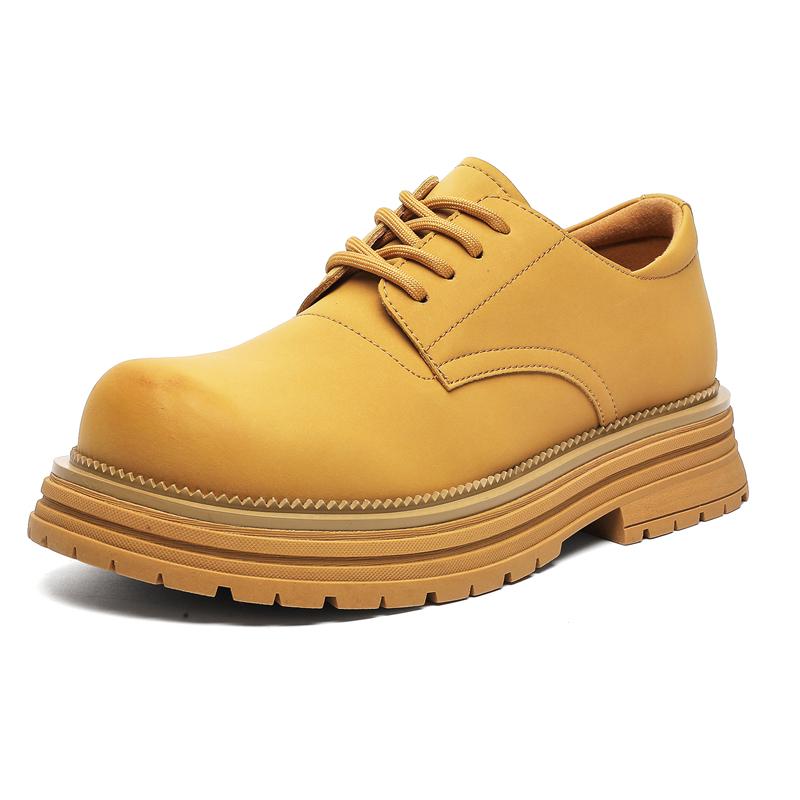 

Модные мужские туфли-оксфорды в британском стиле с круглым носком и толстой подошвой, деловые туфли-дерби, повседневная обувь для путешествий, износостойкая кожаная обувь 44 жёлтый