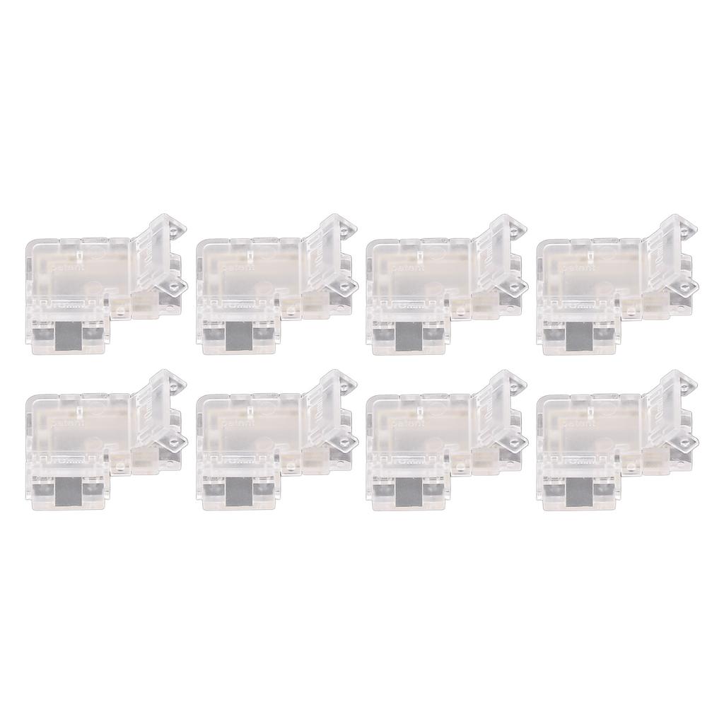 8PCS L Shaped LED Light Strip Connectors 4 Pin 10mm Transparent Gapless Solderless COB LED Adapter