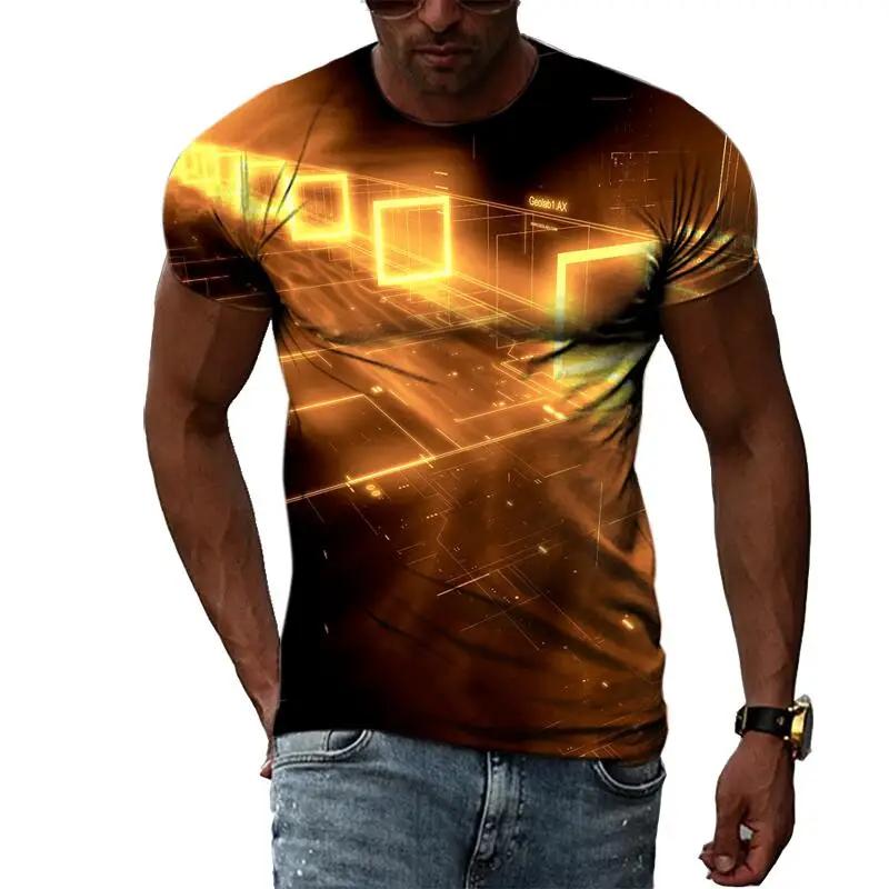 Fashion Men's T-shirt Multidimensional Graphic 3D Print Harajuku Personality Round Neck Short Sleeve Top Oversized Loose Top