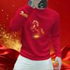 Unisex Slim Fit Red Hoodie with Velvet - Year of the Horse Zodiac 2026