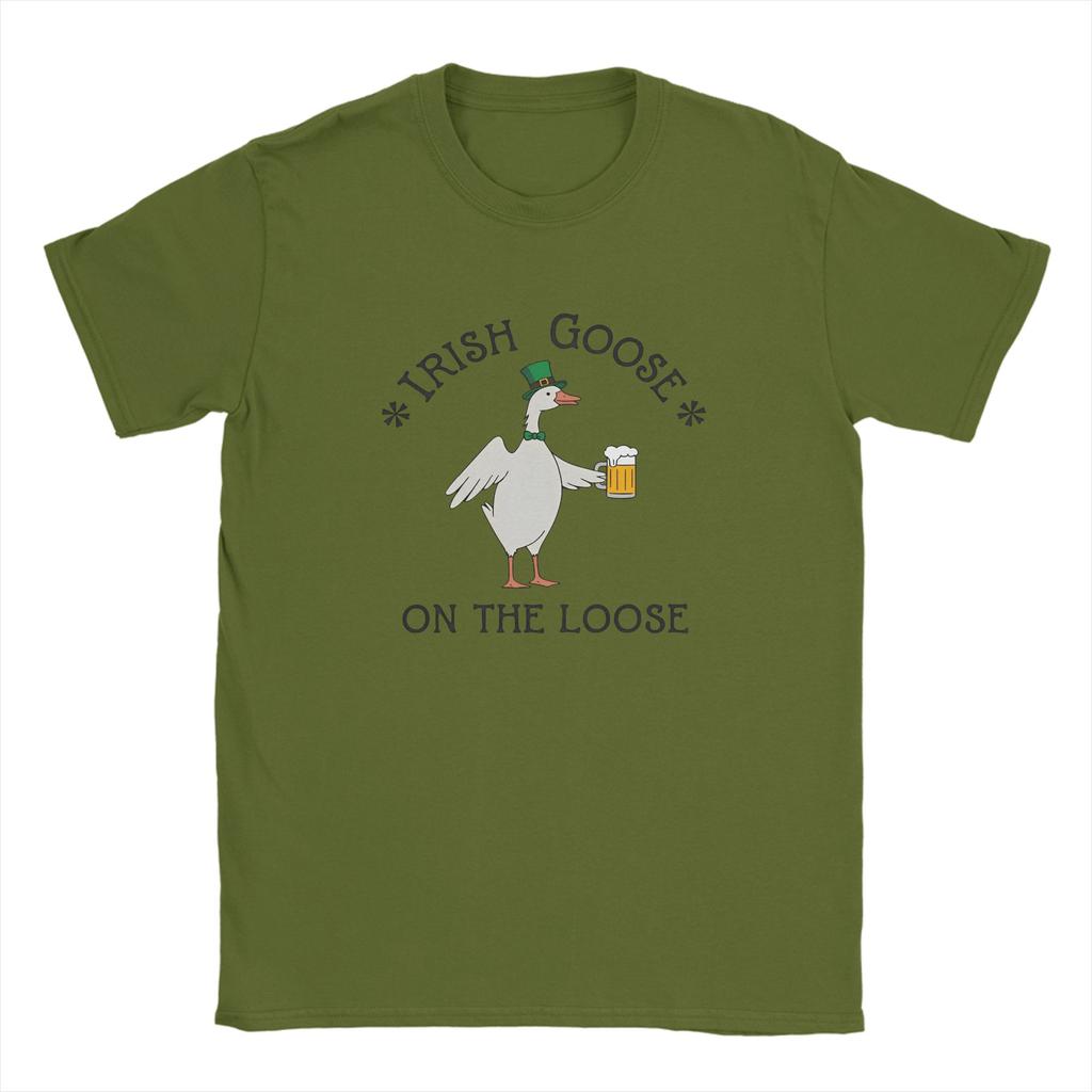 Lucky Goose On The Loose TShirt Summer St Patricks Day 100 Cotton T Shirts For Couple Tee Shirt Short Sleeves Vintage Tops