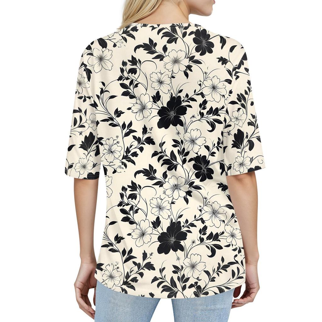 Shirts For Women Trendy V Neck T Shirts Casual Printed Blouse Half Sleeve Tops For Women