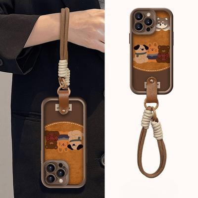 The Row Sitting Cartoon Phone Case Is Suitable for IPhone16promax  IPhone 15 Protection 14 Cute  13 Creative Lanyard