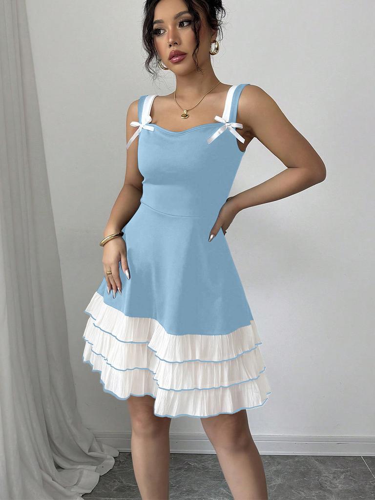 Women's Summer New Arrivals Strappy Dress Colorful Layered Cake Dress