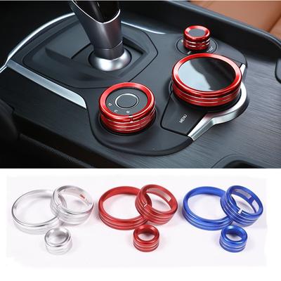Décoration d'anneau de bouton multimédia de commande centrale de voiture adaptée pour Alfa Romeo Giulia Stelvio 2017- Auto