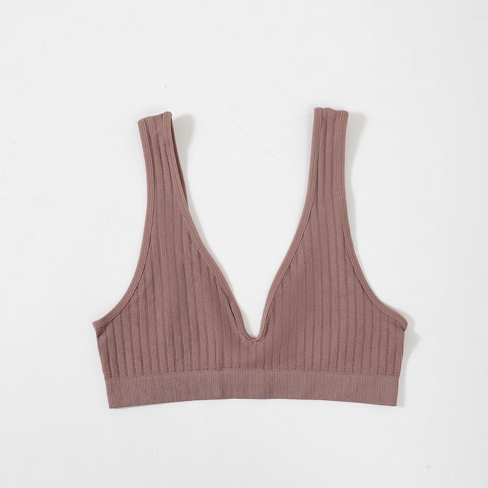 

Женский бесшовный спортивный бюстгальтер с глубоким V-образным вырезом для йоги — большой размер, поддерживающая одежда для сна L