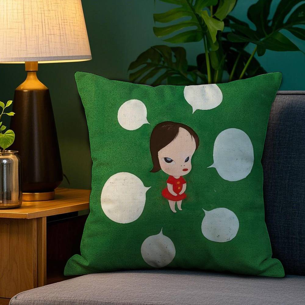 Anime Y-Yoshitomo N-Nara Pillow Case Anti-Dustmite Pillowcase Invisible Zipper Silky Sofa Cushion Cover