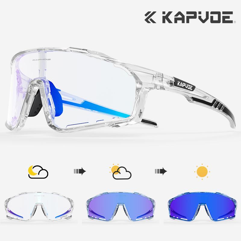 Kapvoe Gold Photochromic Glasses Cycling  Sunglasses Men Women Sports Speed Road Mtb Mountain Bike Bicycle Cycle Eyewear Goggle