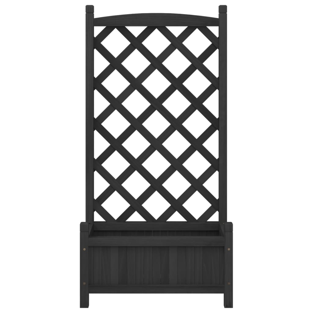 Vidaxl Planter with Trellis, Black, Solid Fir Wood