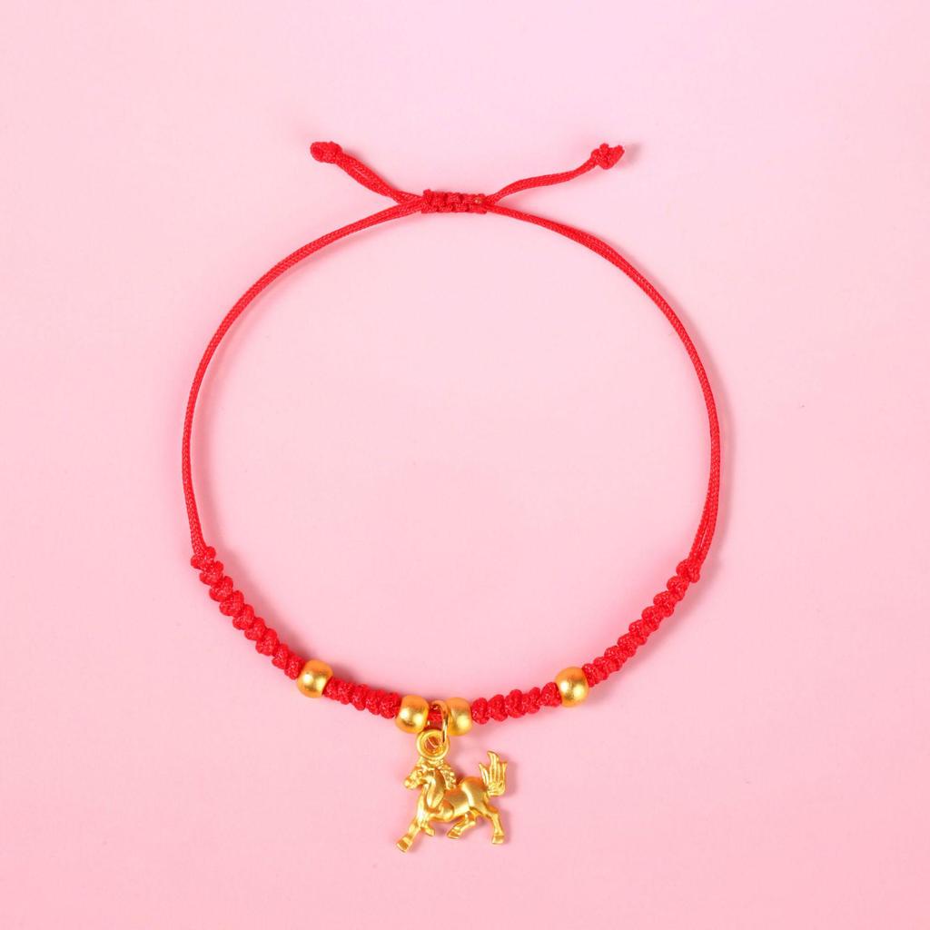 2026 Year of the Horse Zodiac Bracelet: Handmade Red String Ethnic Style Jewelry, Perfect for New Year or Small Gifts.