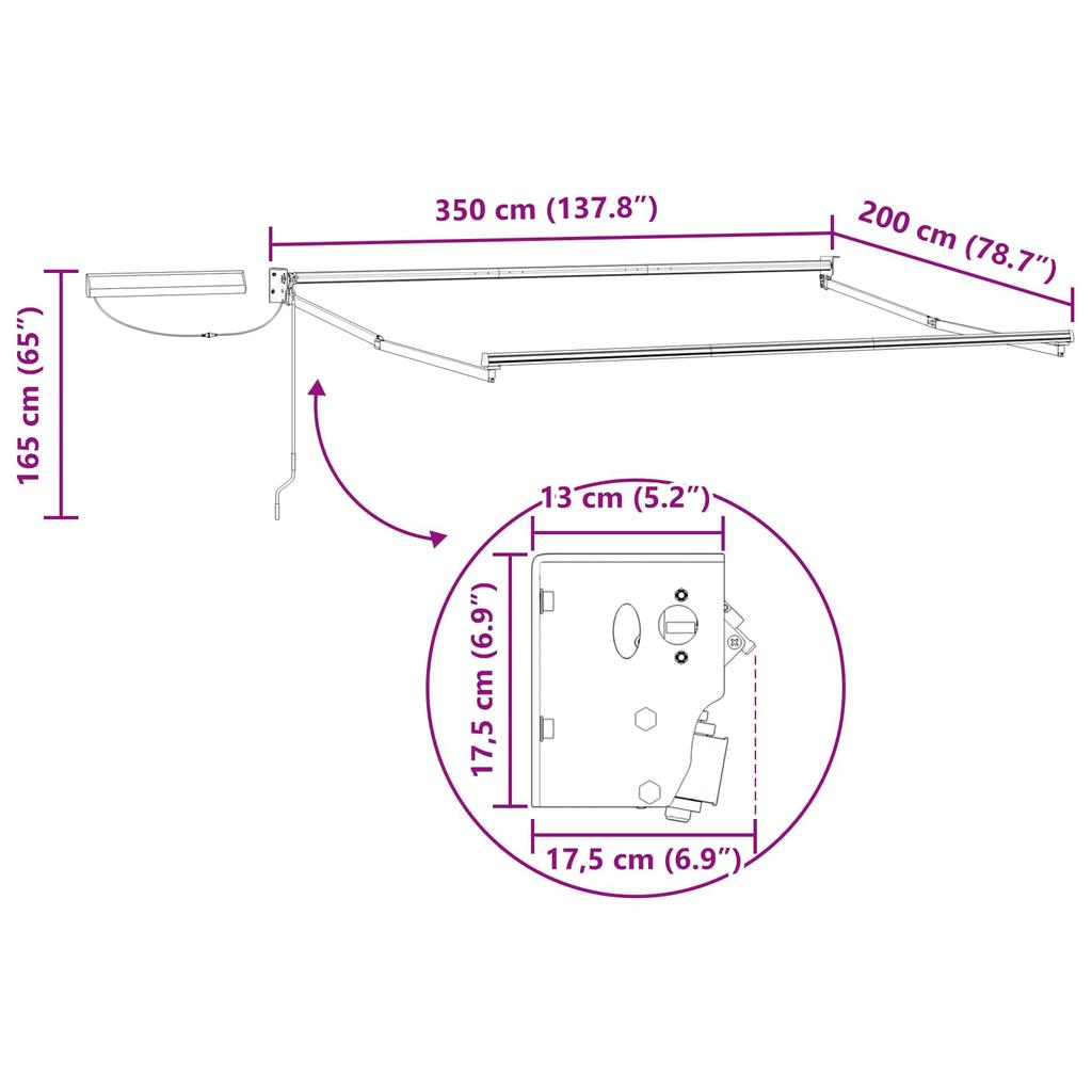 Electric Retractable Awning Beige and Anthracite 3.5 X 2 M