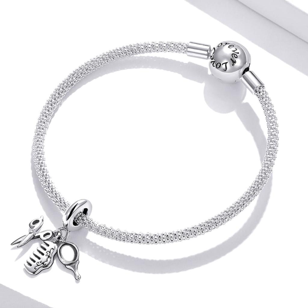 Hairdressing set silver charm pendant silver 925 beads