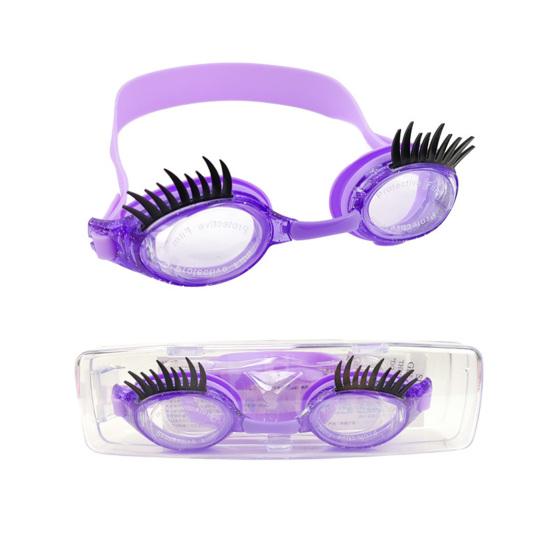 Kids Swim Goggles with Eyelashes Waterproof No Leakage Anti-Fog UV Protection Clear Lens Boys Girls Silicone Swimming Goggles with Lashes