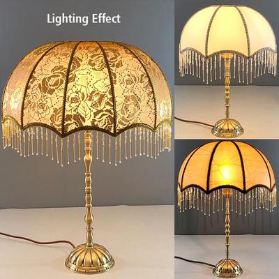Evropský stínidlo na lampu Vintage látka Korálky Krajka Květinové nástěnné svítidlo Stínidlo Luxusní kryty na stolní lampy Ložnice Domácí dekorace