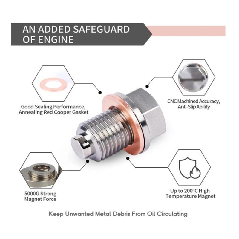 M12x1.25/M14x1.5/M16x1.5 Oil Drain Plug Oil Pan Drain with Washer Auto Replacement Engine Oil Drain Plug