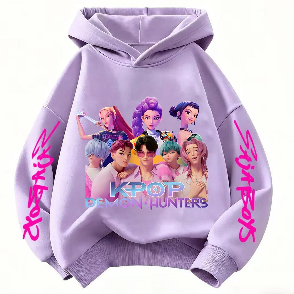 New Kids' Korean-Style Demon Hunter Fashion Casual Girls' Pullover Cartoon Movie Versatile Spring and Autumn Hoodie