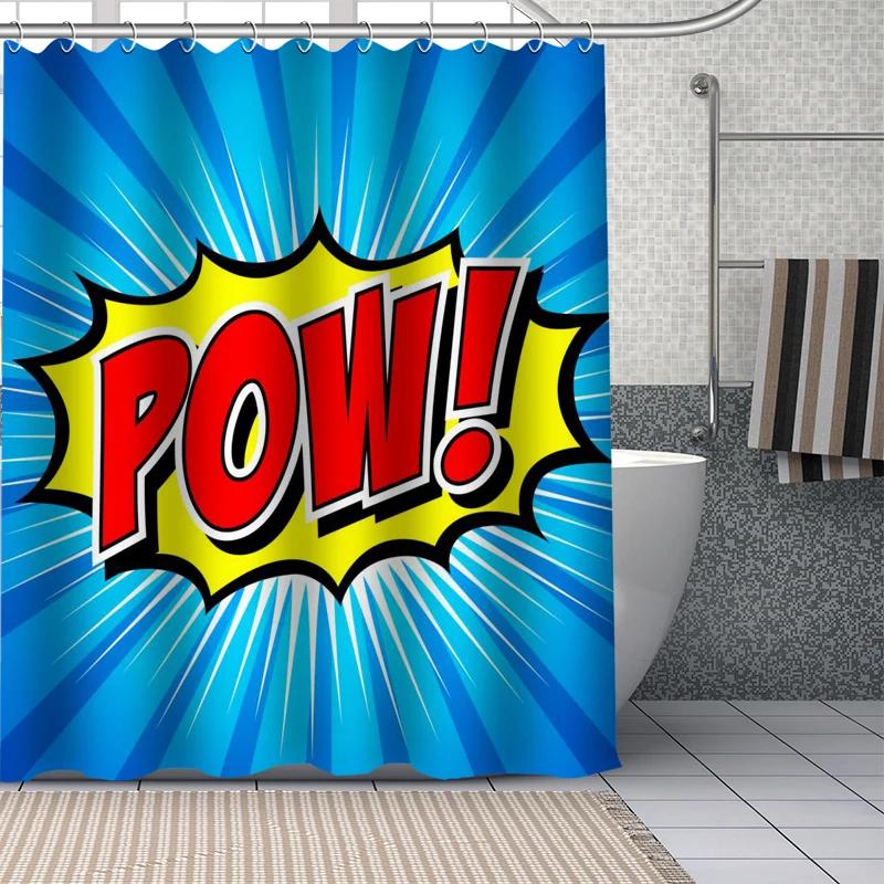 Comic-Pop Art City Explosion Humor Expressions Shower Curtains Bathroom Curtain Fabric Washable Polyester For Bathtub Decor Set