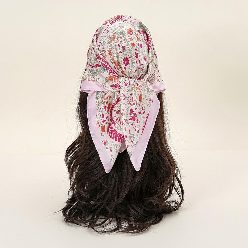 Lenço Quadrado Estampado Paisley 70*70CM Xale de Cetim de Luxo Feminino Envoltório Hijab Lenço de Pescoço Cabelo Feminino Écharpe Bandana Bolsa Envoltório
