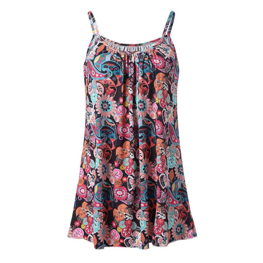 Women Summer Printed Sleeveless Vest Blouse Tank Tops Camis Clothes