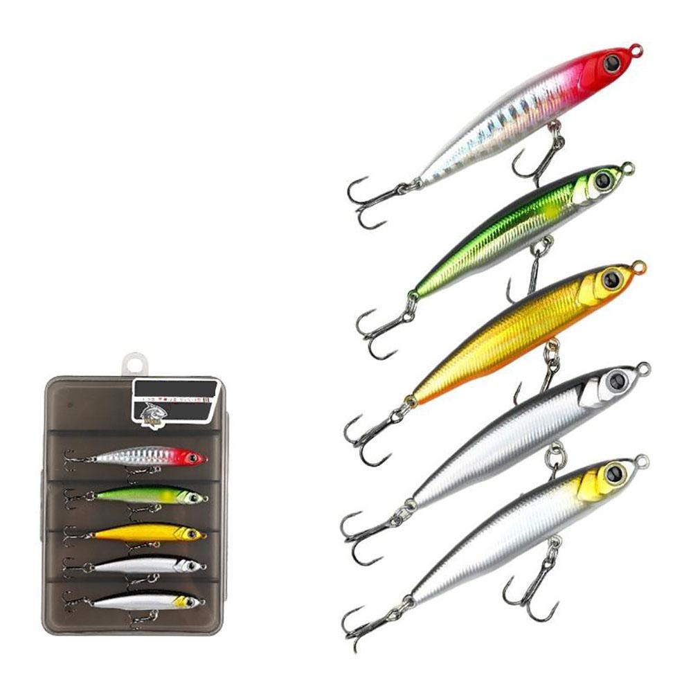 

Fishing Lures Set, Minnow Crankbaits Pencil Popper VIB Lures, Hard Bait Pencil Popper Lure, 5PCS Fishing Lures Kit For Saltwater Freshwater Bass Trout 8g box
