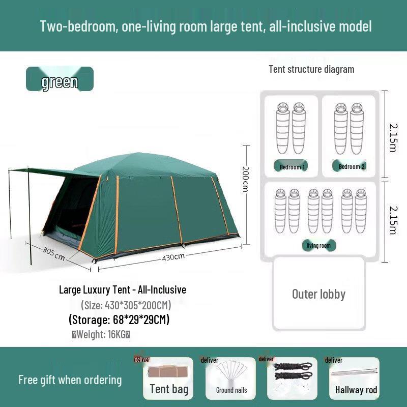 OEING 2-Room Outdoor Camping Tent
