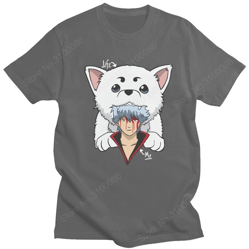 Kawaii Gintama Gintoki Sakata T Shirt for Women Short Sleeve Sadaharu T-shirt Graphic T-shirt Cotton Anime Manga Tee Tops Merch