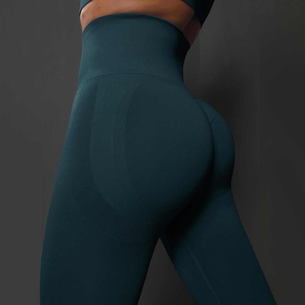 

Еластичні штани для йоги та бігу з високою талією для жінок L темно-синього кольору