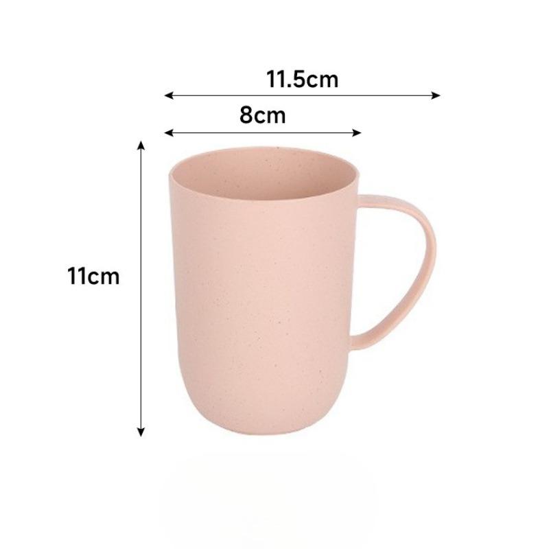 Pure Color Wheat and Lily-of-the-valley Bathroom Mouthwash Cup. Household Plastic Handle Material Drinking Cup and Toothbrush Cup.