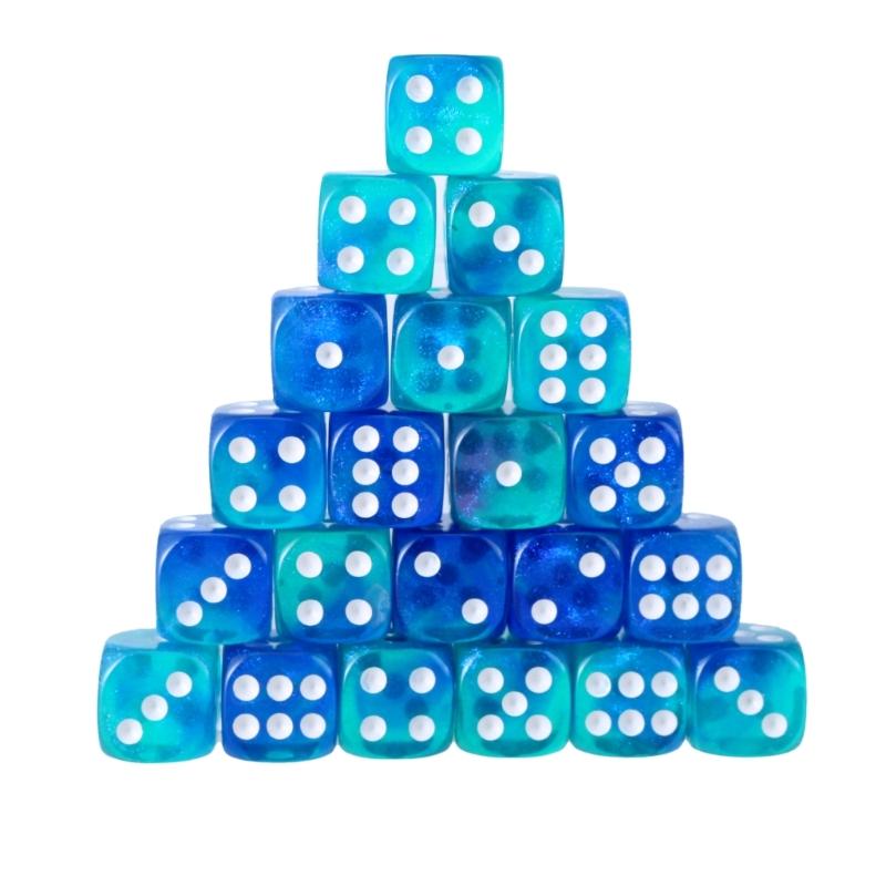 Rounds Corner Six Sided Dices Bulk, Pack of 50 Assorted Color 12mm D6 Acrylic Dices Cubes with Number Dots for Kids Use
